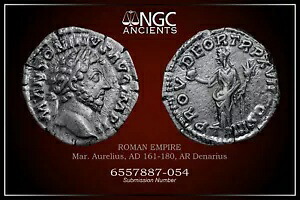 マルクス・アウレリウス NGC XF 古代ローマのコイン、西暦 161 ～ 180 年。 AR デナリウス。 A1246