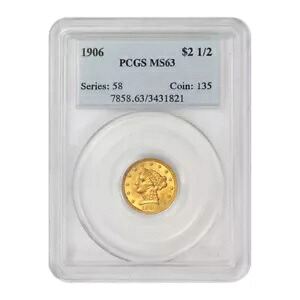 1906 $2.50 米国ゴールド リバティ ヘッド クォーター イーグル PCGS MS63 選択グレード コイン｜WORLD RESOURCE【KING店】