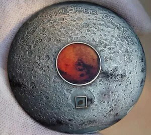 2017 クック諸島 20$ レッド プラネット - マーズ メテオライト 3 オンス シルバー アンティーク コイン画像