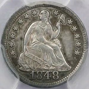 1848 ラージ デイト シーテッド リバティ ハーフダイム FS-301 - PCGS AU 55|WORLD RESOURCE【KING店】