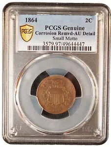 1864 SMALL MOTTO TWO CENT **PCGS AU 詳細** 送料無料 G898｜WORLD RESOURCE【KING店】