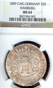 ドイツ国営ハンブルク 1809 CAIG 32 シリングコイン ターラー NGC MS 64 ターラー レア