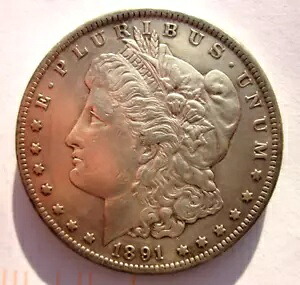 1891-CC モーガン $1 シルバー ダラー コイン カーソン シティ ミント ヴァム ナイス スピッティング イーグル VA|WORLD RESOURCE【KING店】