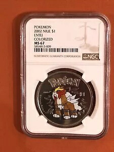 2002 NIUE ポケモン エンテイ カラーライズ $1 NGC MS67 レア!!!