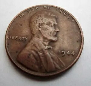 1944 リンカーン ウィート ペニー ミント マークなし。1 セント コイン、リバティ 3 のリム エラー「L」 256,905円