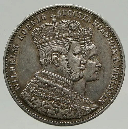 1861 プロイセン ドイツ国家 戴冠式国王ヴィルヘルム 1 世 シルバー ターラー コイン i93388｜WORLD RESOURCE【KING店】