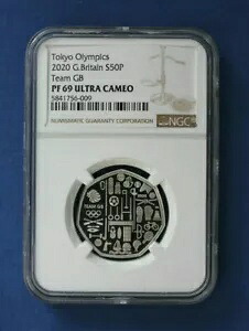 2020 シルバー プルーフ 50 ペンス コイン 「東京オリンピック - チーム GB」 NGC グレード PF69 232,650円