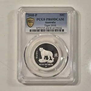 2008 オーストラリア タイガー 50c ルナー シリーズ I シルバー 1/2 オンス プルーフ PCGS PR69DCAM コイン|WORLD RESOURCE【KING店】