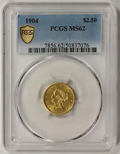 1904 リバティ ヘッド クォーター イーグル ゴールド $2.5 MS 62 PCGS セキュア シールド