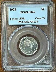 1908 P プルーフ リバティ "V" ニッケル 5C PCGS PR66｜WORLD RESOURCE【KING店】