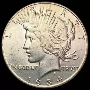 1934-S ピースダラー銀貨 ほぼ未流通