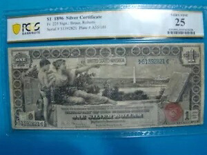 1896 PCGS VF25EPQ $1 Lg 教育シルバー証明書 Fr225 例外用紙