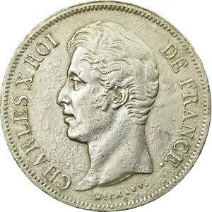 [#76818] コイン、フランス、シャルル 10 世、5 フラン、1830 年、パリ、EF、シルバー、KM:727｜WORLD RESOURCE【KING店】
