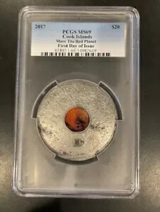 2017 3 オンス シルバー $20 クック諸島火星隕石レッド プラネット MS69 FDOI コイン。画像