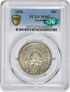 ノーフォーク記念シルバー ハーフダラー 1936 MS67 PCGS (CAC)｜WORLD RESOURCE【KING店】