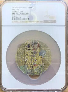 NGC MS70 カメルーン 2019 グスタフ クリムト ザ キス パズル アート 3オンス シルバー コイン｜WORLD RESOURCE【KING店】