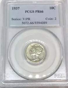 1937 PCGS PF66 マーキュリー ダイム 10c 米国造幣局銀貨｜WORLD RESOURCE【KING店】
