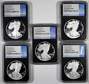 2018-W~2022-W 5 シルバー イーグルス おめでとうございます 1 日目 NGC PF69 マッチングラベルセット｜WORLD RESOURCE【KING店】