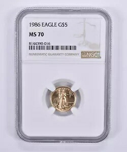 MS70 1986 $5 1/10 オンス ゴールド アメリカン イーグル NGC ブラウン ラベル｜WORLD RESOURCE【KING店】