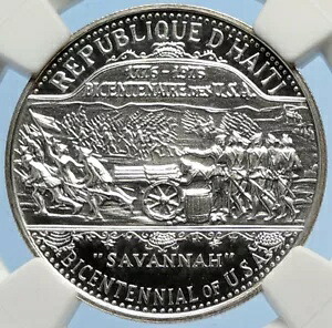 1976 ハイチ 200 年 アメリカ シルバー プルーフ 25 グールド ハティアン コイン NGC i97519｜WORLD RESOURCE【KING店】