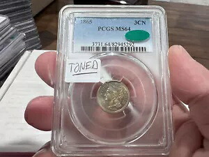 1865 3 セント ニッケル PCGS MS64 CAC 美しいトーン (CJJ)｜WORLD RESOURCE【KING店】