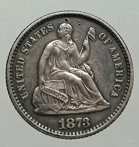 1873 アメリカ アメリカ シルバー SEATED LIBERTY アンティーク シルバー ハーフ ダイム コイン i93032｜WORLD RESOURCE【KING店】