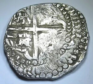 1600年代 トランスポーズド ライオンズ 元セドウィック スペイン ボリビア シルバー 8 レアル コブ コイン｜WORLD RESOURCE【KING店】