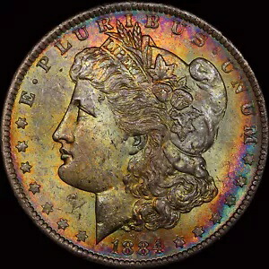PCGS MS64 1884-O $1 モーガン シルバー ダラー - モンスター レインボー トーン｜WORLD RESOURCE【KING店】
