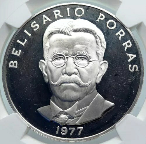 1977 パナマ大統領 ベリサリオ ポラス オールド プルーフ シルバー 5 バルボア コイン NGC i85270｜WORLD RESOURCE【KING店】