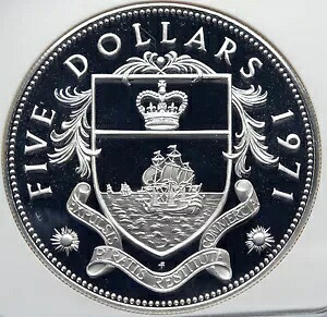 1971 バハマ大海賊敗北モットー プルーフ シルバー 5 ドル コイン NGC i85376｜WORLD RESOURCE【KING店】