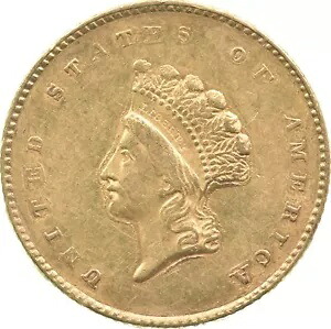1854 年 $1 インディアン プリンセス ヘッド ゴールド ダラー *7647｜WORLD RESOURCE【KING店】