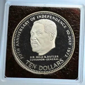 1973 バハマ独立 マイロ バトラー ヴィンテージ オールド プルーフ シルバー $10 コイン i112738｜WORLD RESOURCE【KING店】