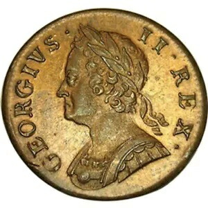 1753年イギリス国王ジョージ2世半ペニー銅貨|WORLD RESOURCE【KING店】