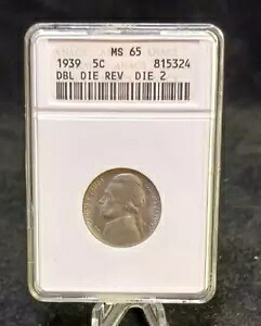 1939 ANACS MS65 DBL DIE REV DIE 2 ジェファーソン ニッケル コイン