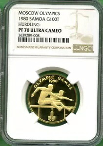 サモア 1980 100T モスクワ オリンピック ハードル NGC PF 70 ウルトラ カメオ 0.2211 オンス