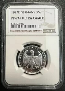 コイン 3 マーク 1923 E NGC PF 67+ ウルトラ カメオ プルーフ 極上品 ライプツィヒ-｜WORLD RESOURCE【KING店】