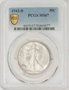 1943-D ウォーキング リバティ ハーフ 50c MS67 セキュア PCGS 948839-73
