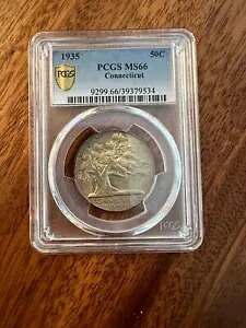 1935 コネチカット記念シルバー ハーフダラー PCGS MS66 ジェム BU シャープの例