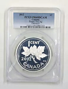 2012- カナダのペニーへの別れ 5 オンス シルバー PCGS PR69 DCAM