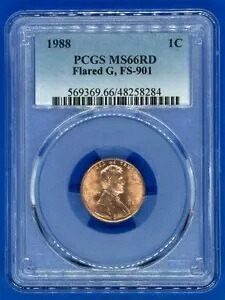 1988 1C PCGS MS66RD フレア G、FS-901