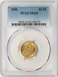 1906年 $2.5 リバティヘッド ゴールド クォーター イーグル PCGS MS63｜WORLD RESOURCE【KING店】 258,885円