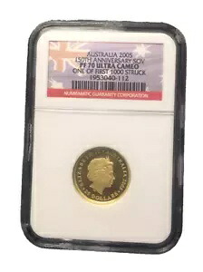オーストラリア 2005 ゴールド ソブリン $25 NGC PF70UC シドニー造幣局 150 周年記念