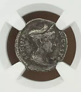 サビナ AR デナリウス シルバー ローマン コイン AD 128-137、NGC VF + ファイン スタイル 292,050円