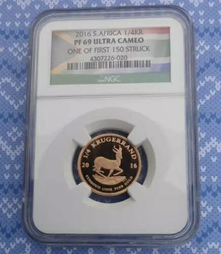 2016 NGC PF69 U-Cam 1/4oz ゴールド クルーガーランド南アフリカ、最初の 150 ストラク ラベルの 1 つ