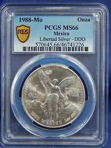 1988 DDO Mo PCGS MS66 メキシコ 1 オンス シルバー リベルタ オンザ レジストリー ダブル ダイ #1