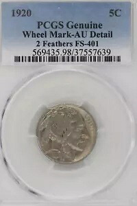 1920 2 フェザー FS-401 レア バッファロー ニッケル PCGS AU 詳細 *DoubleJCoins*3004-07