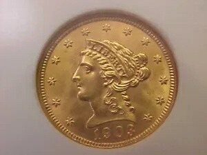 1903 P フィラデルフィア $2 1/2 $2.50 US ゴールド コイン リバティ クォーター イーグル NGC MS64 OH