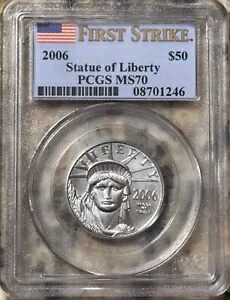 2006 1/2 オンス $50 プラチナ アメリカン イーグル PCGS MS70 ファースト ストライク 自由の女神 292,050円