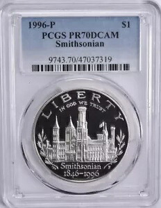 1996 スミソニアン シルバー ダラー PCGS PR70??完璧な品質??