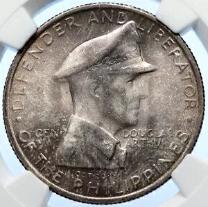 1947S フィリピン アメリカ 第二次世界大戦 ダグラス・マッカーサー将軍 シルバー ペソ コイン NGC i106341